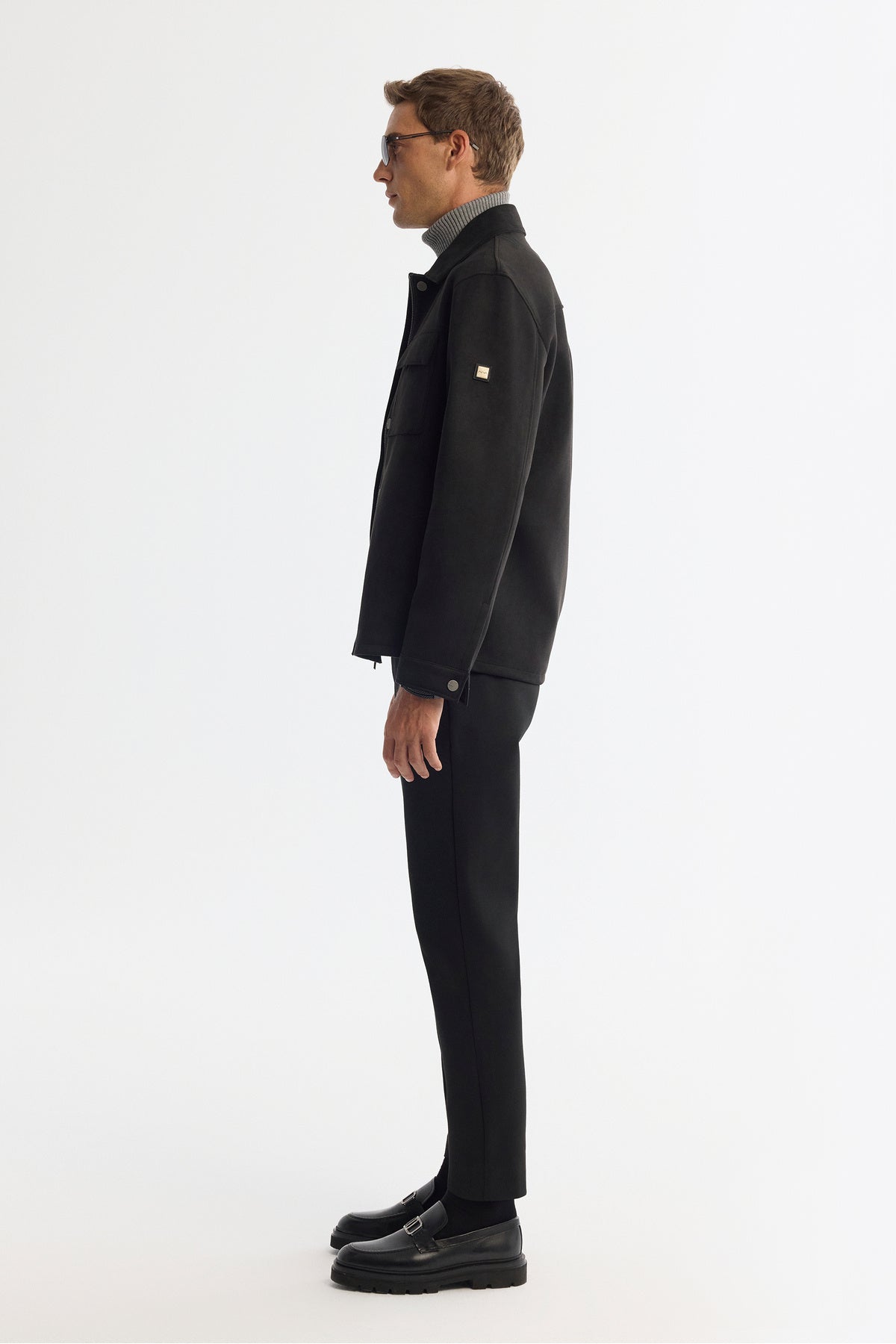 Erkek Siyah Klasik Yaka Önü Fermuar ve Çıtçıt Kapama Mevsimlik Comfort Fit Mont A42Y6077