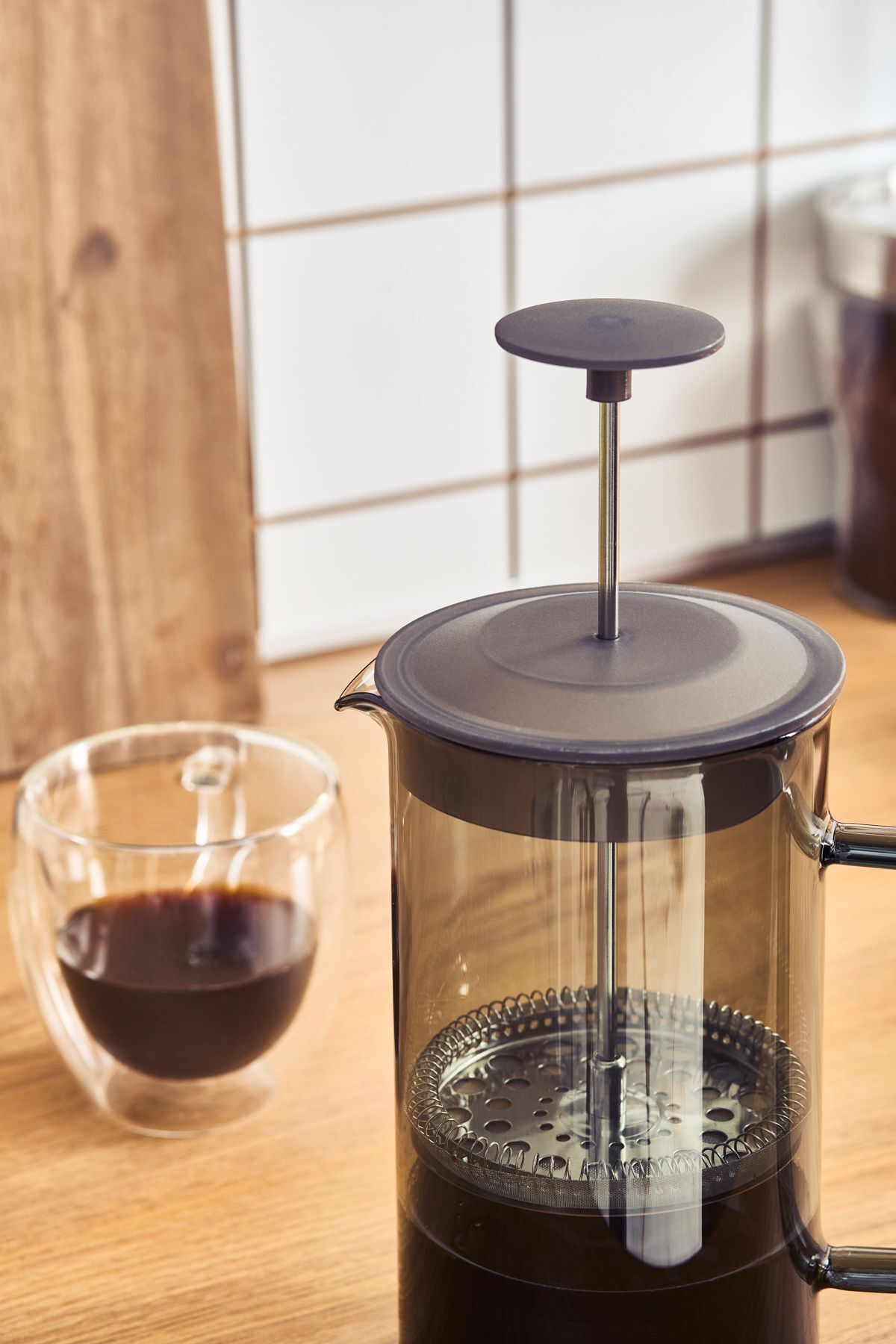 Valentina Borosilicate Glass French Press Grey 1000 Ml