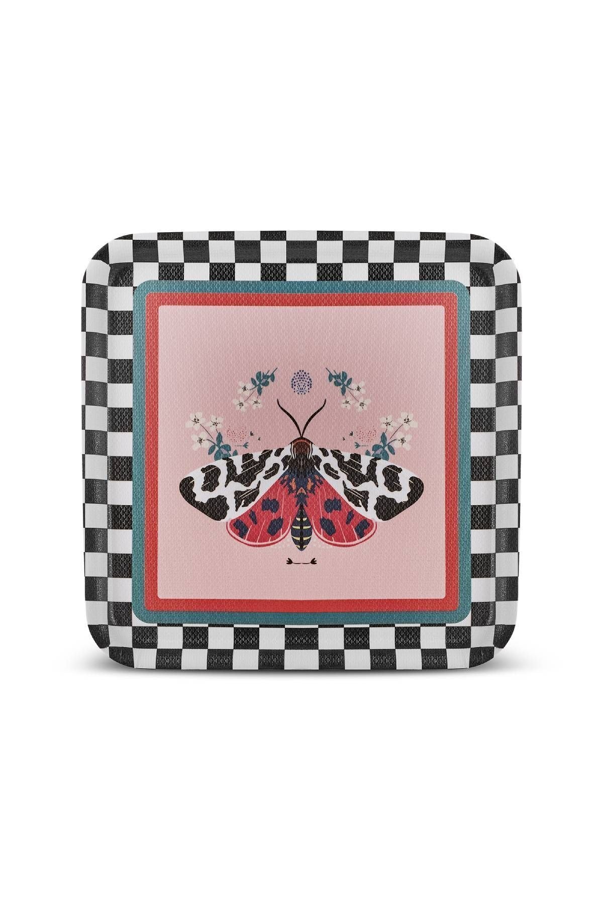 Butterfly Melamine Non-Slip Square Tray 33 cm