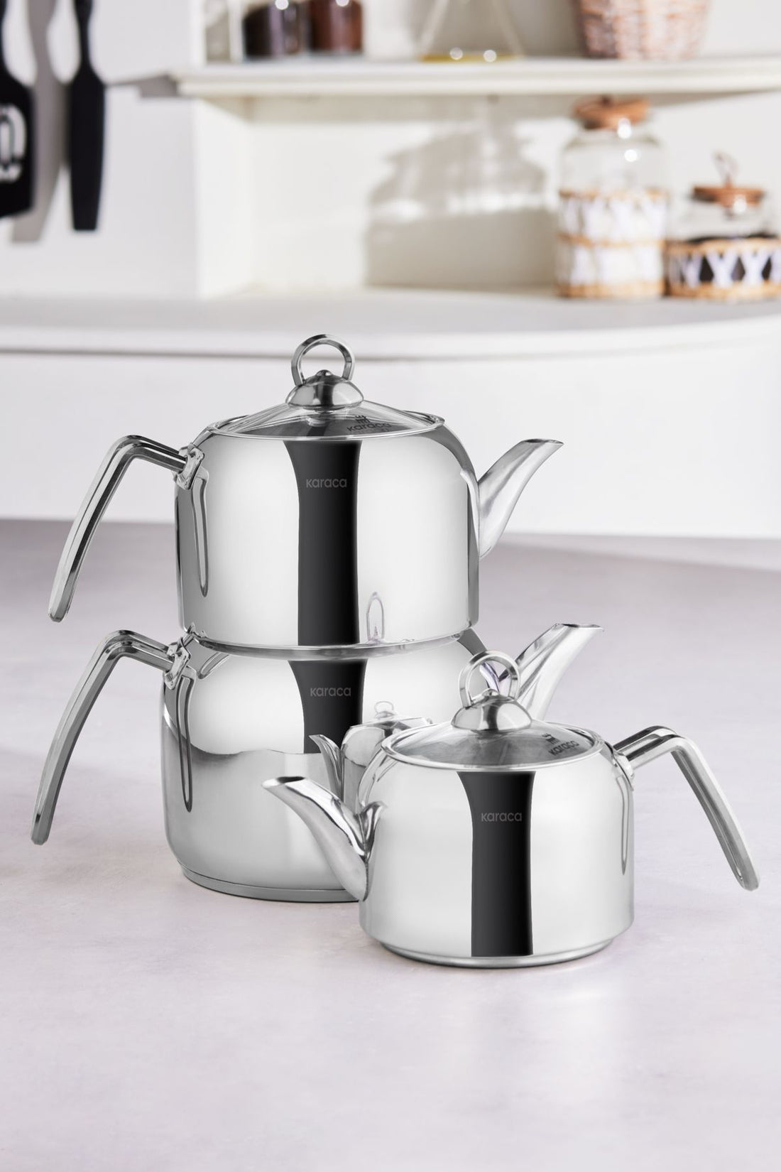 Tres 3 Induction Base Teapot Set metal