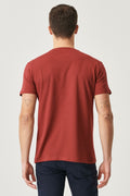 Men's Burgundy 100% Cotton Slim Fit Slim Fit Crew Neck Basic T-Shirt