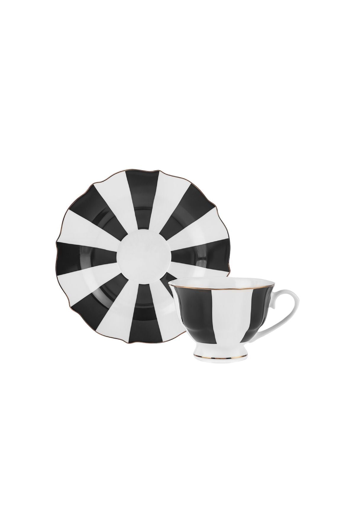 New Romantic Thick Striped Teacup 220 ml Black