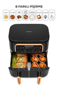 Air Pro Cook Duo Home Dinner XXXL 4+4 Litre Airfryer Black Cooper 8 Seater