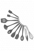 Salvatore Heat Resistant Fireproof Non-stick Silicone Spatula Set 10 Pieces Grey