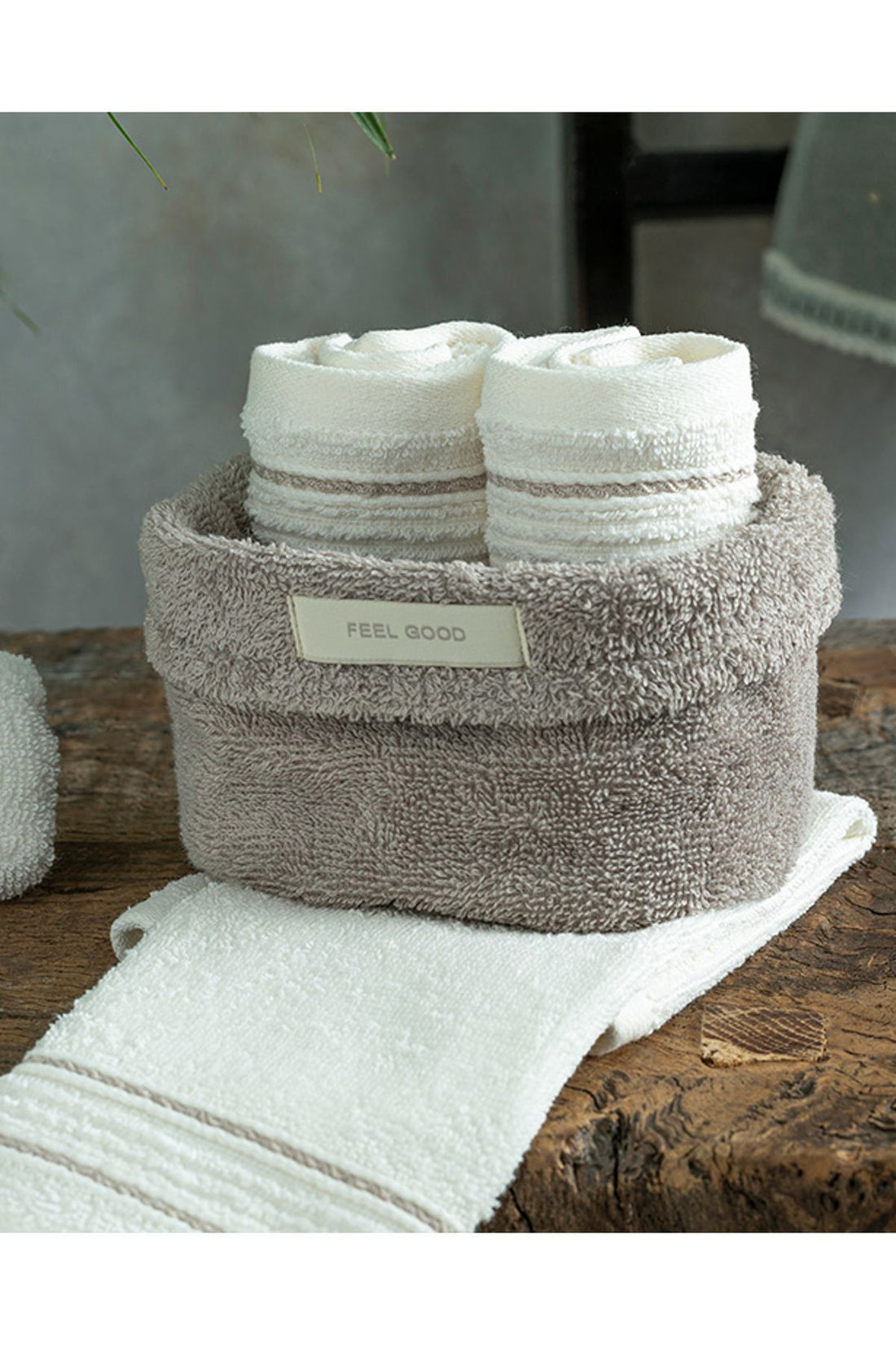 Quadro Cotton 4-Pack Hand Towel Set Beige-ecru