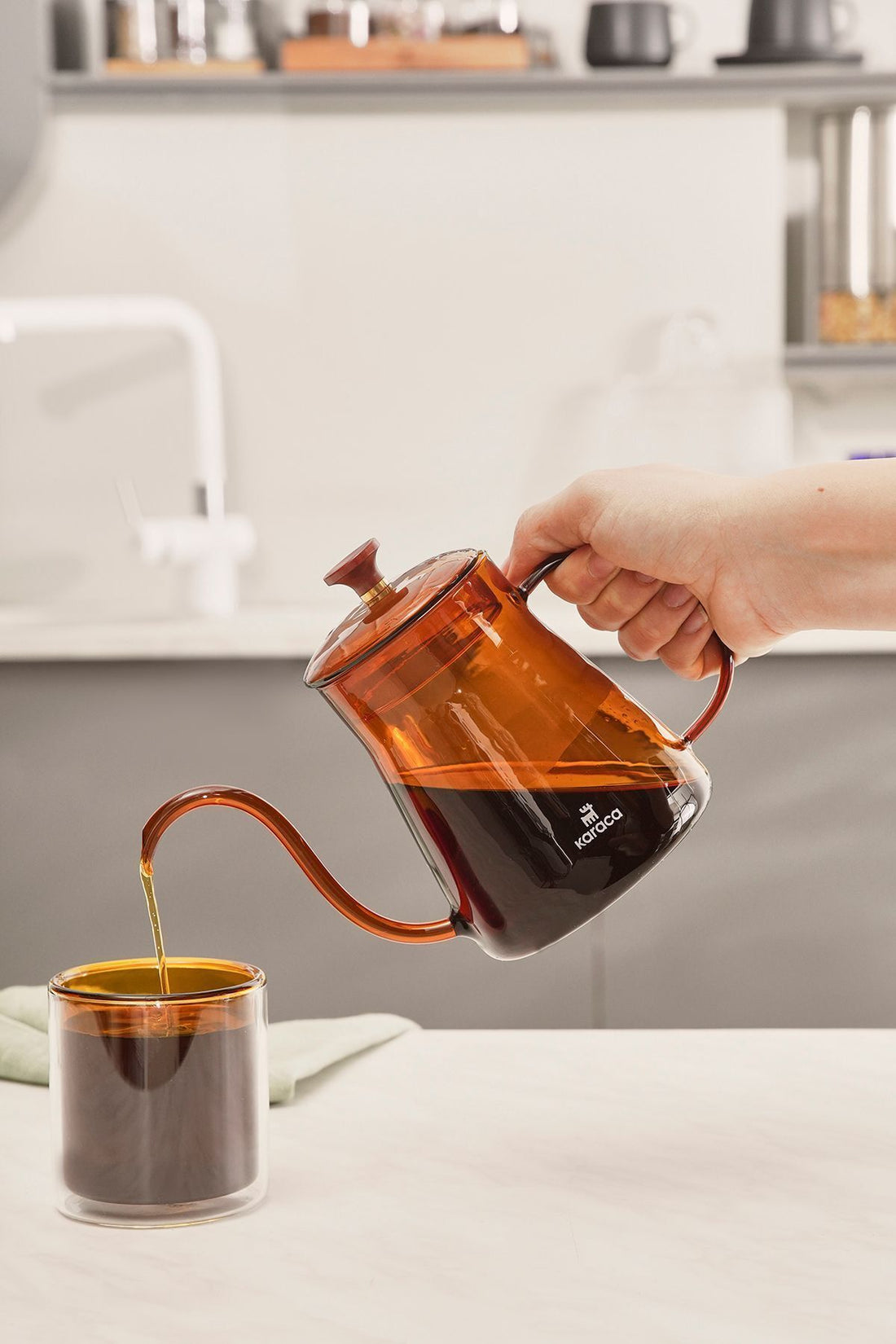 Martina Borosilicate Glass Coffe Kettle/Coffee Pot Orange 600 ml