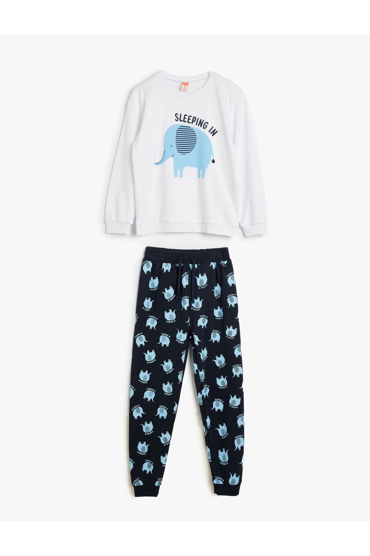 Elephant Printed Cotton Long Sleeve Baby Sleepwear Set