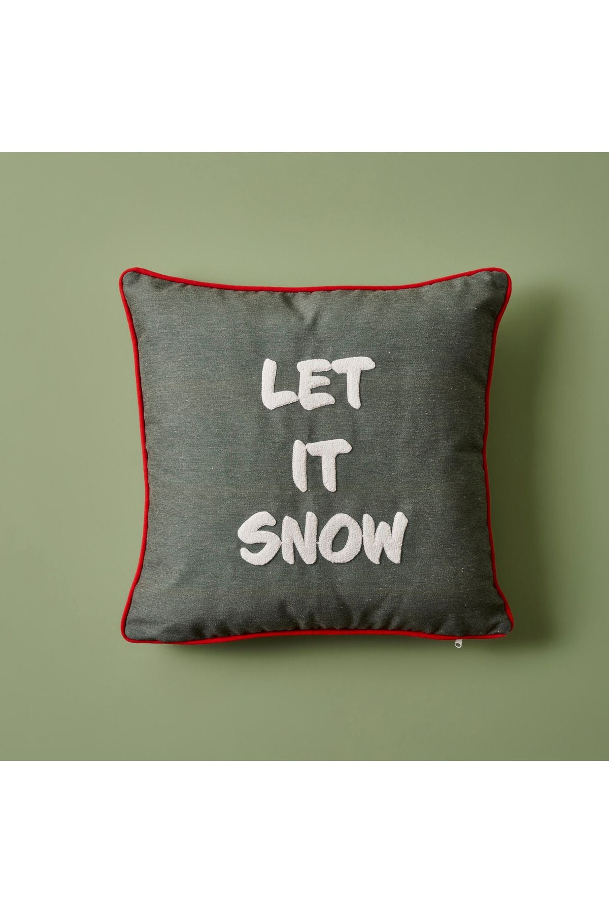 Jolly New Year Let It Snow Punch Cushion Green (43x43 cm)