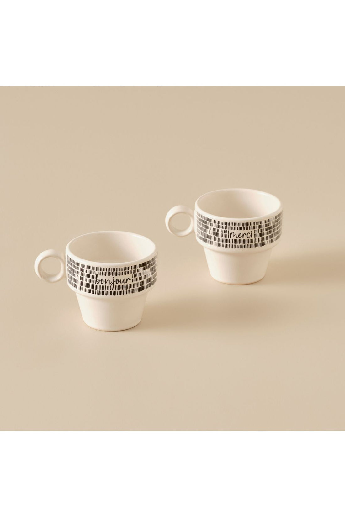 Merci Espresso Ceramic Coffee Cup Set of 2 Black (105 cc)