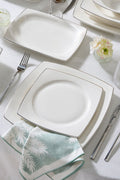 Mensa 52 Piece 12 Seater New Bone Square Dinnerware Set Platinum