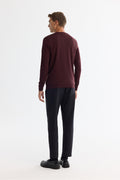 Men's Burgundy Textured Basic Sweater E005109