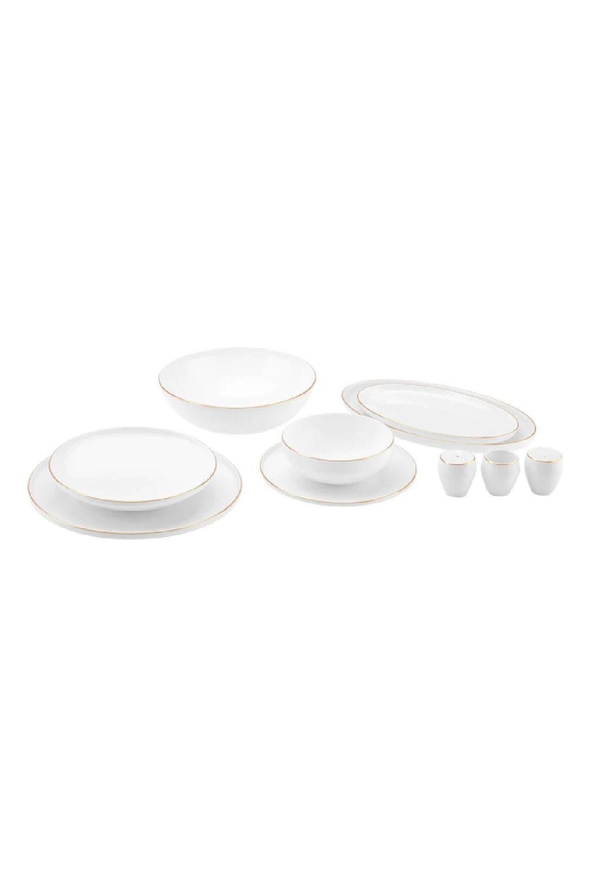 Fine Bone Meridian 59 Pieces 12 Seater Dinner Set Gold