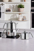 Tres 3 Induction Base Teapot Set metal