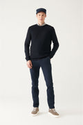 Men's Navy Blue Slim Fit Slim Fit Slim Fit Stretch Chino Canvas Pants B003002