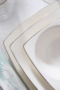 Mensa 52 Piece 12 Seater New Bone Square Dinnerware Set Platinum