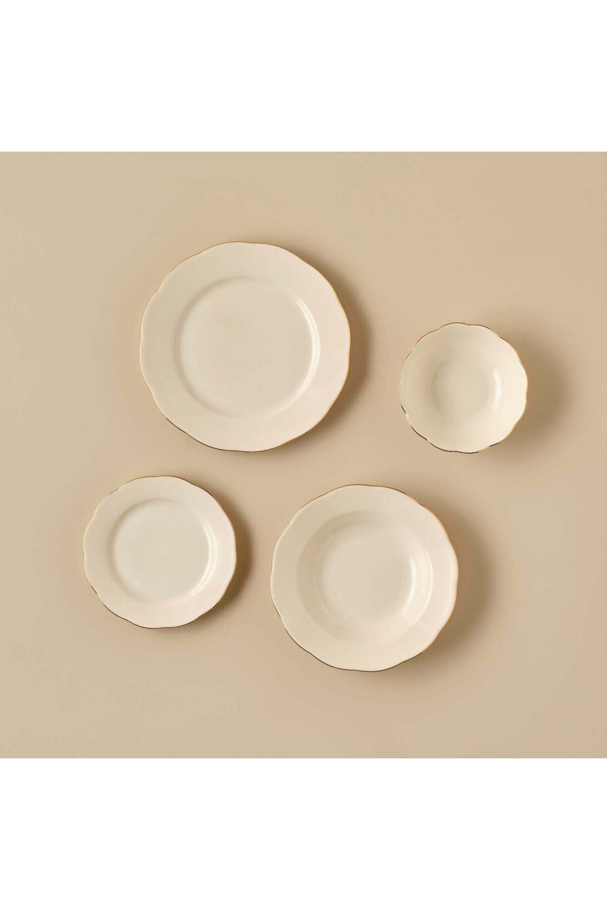 Clover Porcelain 48 Pieces 12 Seater Dinner Set (WHITE-GOLD)