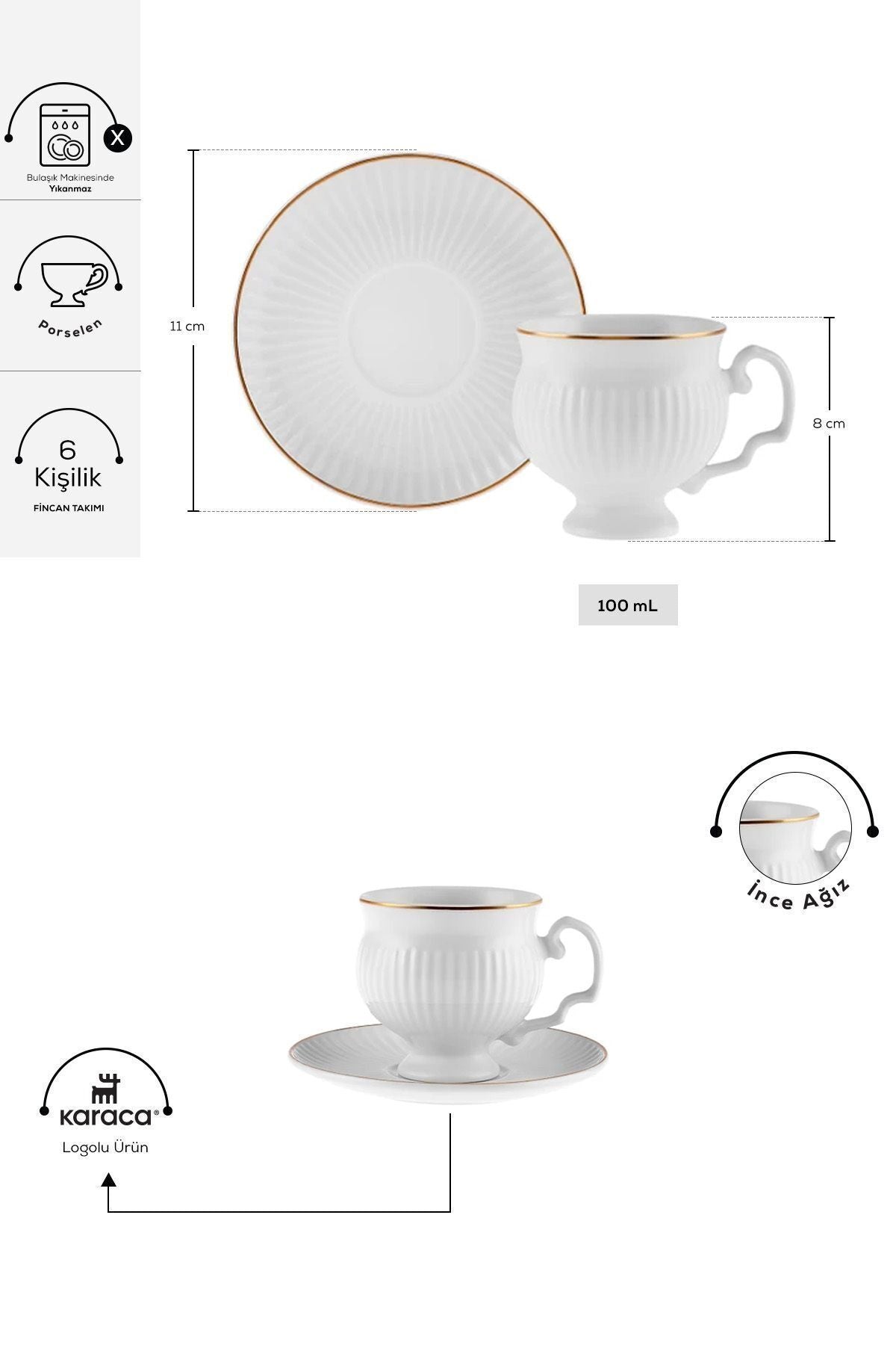 Malta Coffee Cup Set for 6 Persons 100 ml