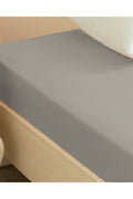 Plain Cotton Single Size Fitted Bed Sheet Pebble