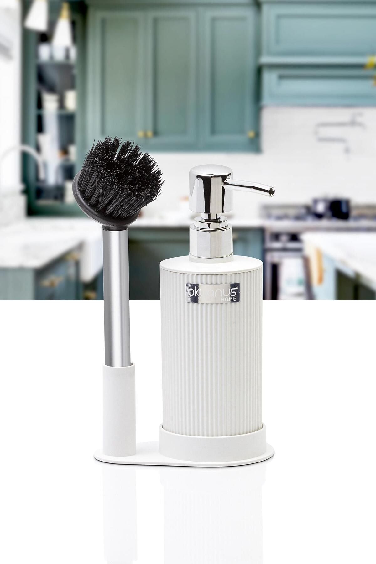 White Brushed Liquid Soap Dispenser