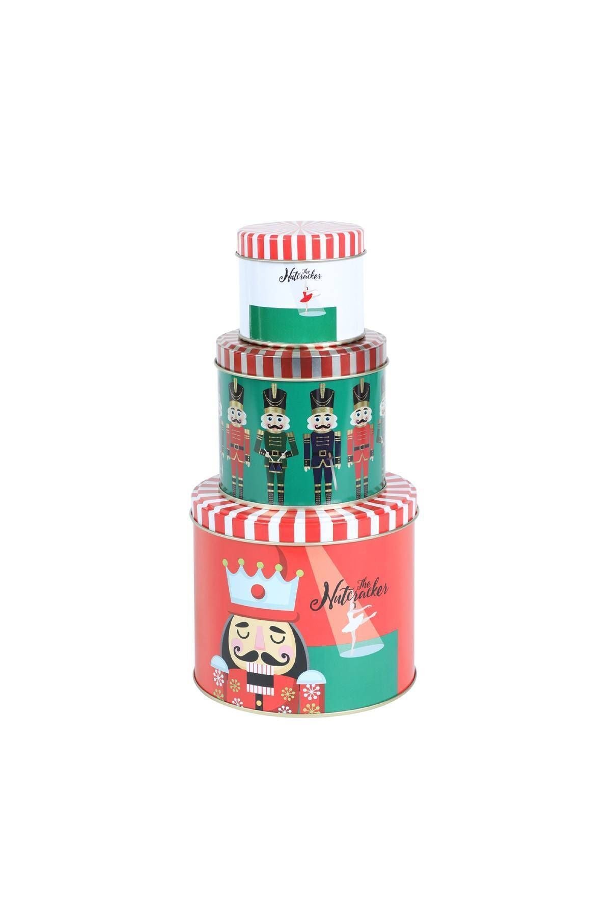 New Year Christmas Lead Soldier 3-Piece Metal Jar/Storage Container