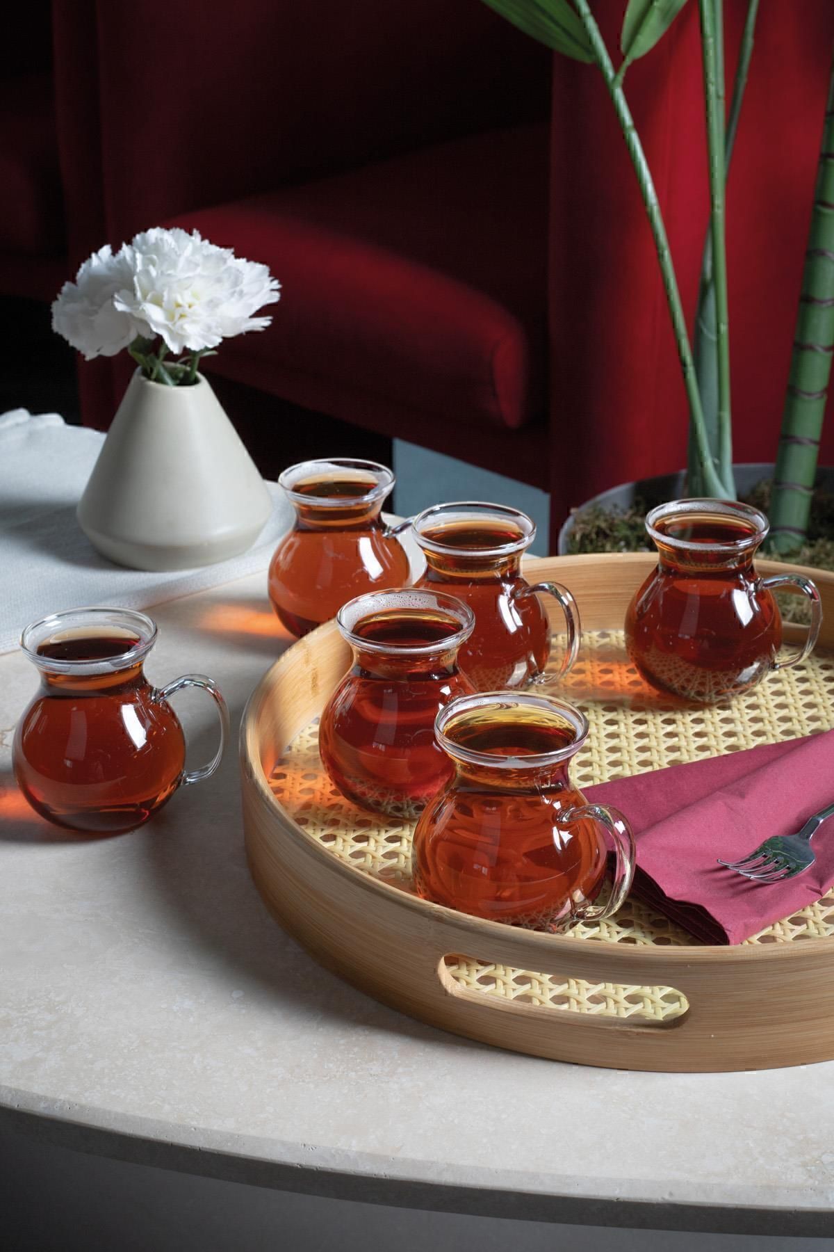 Keyfi Ala Borosilikat Set of 6 Tea Cups