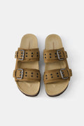 Flat strap sandals with LEATHER buckle