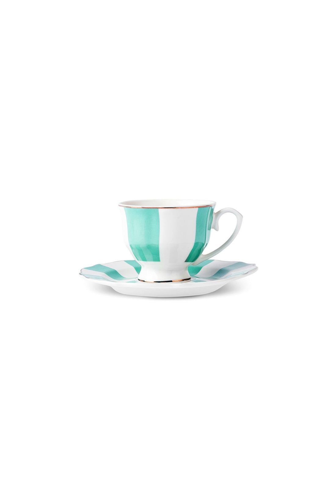 New Romantic Thick Striped Tea Cup 220 ml Green