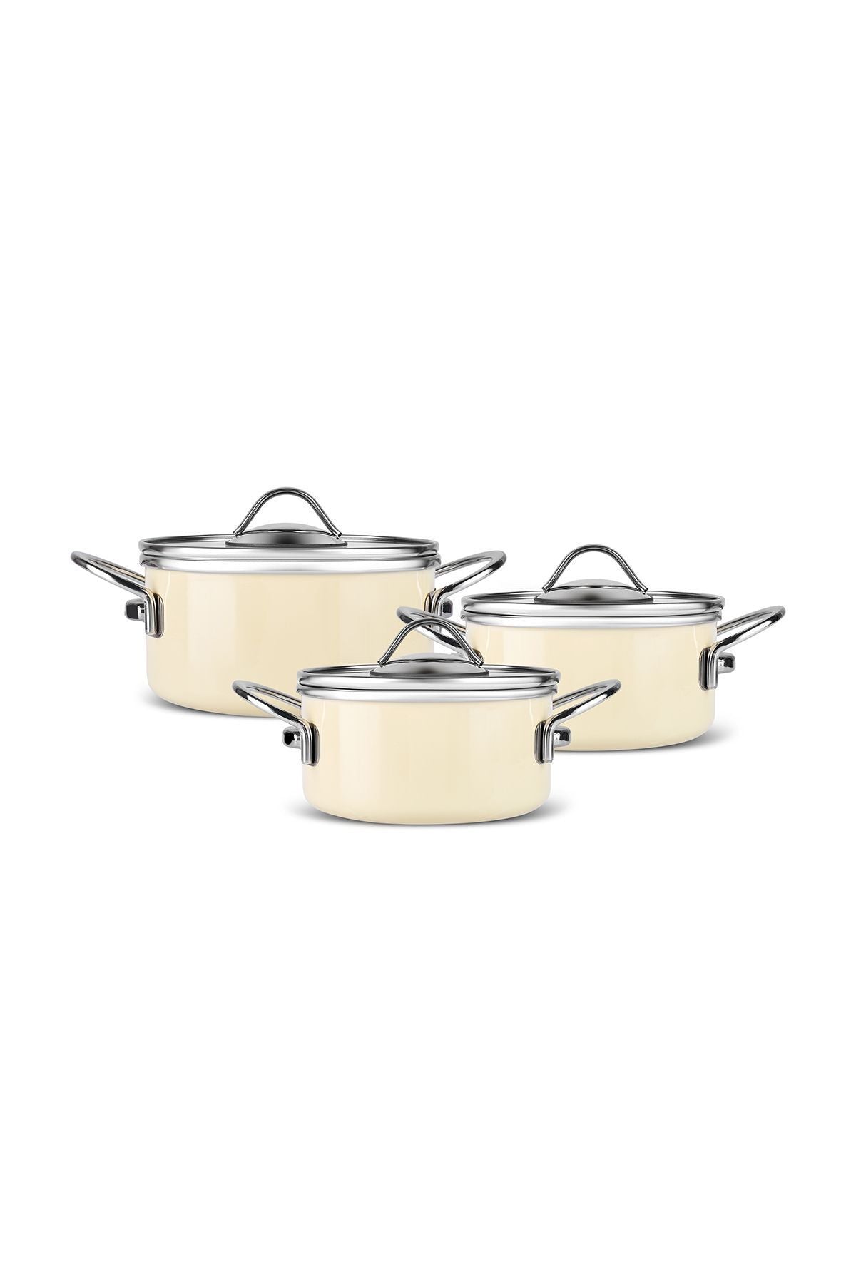 Erva Enamel Induction Base 6 Piece Midi Cookware Set Cream