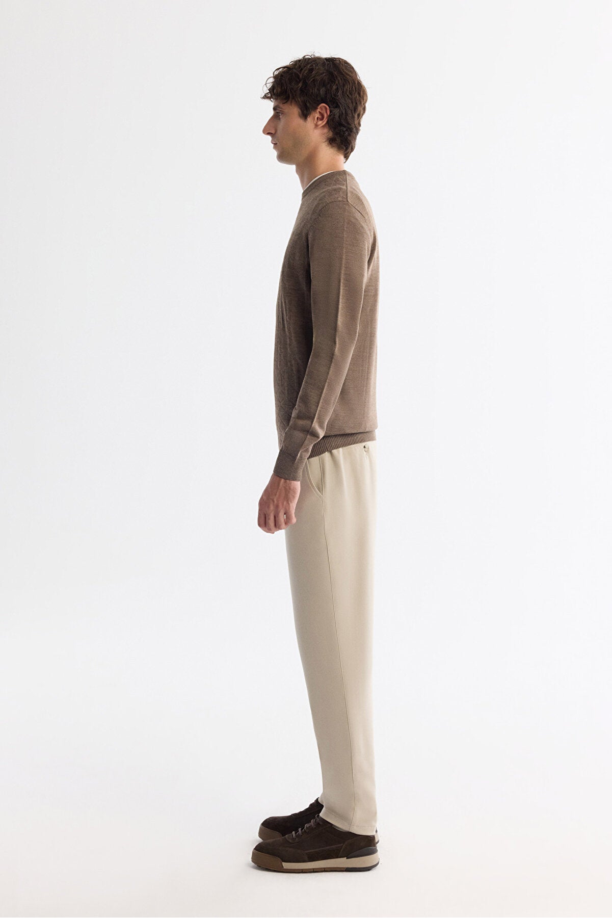 Men's Mink Textured Basic Sweater E005110