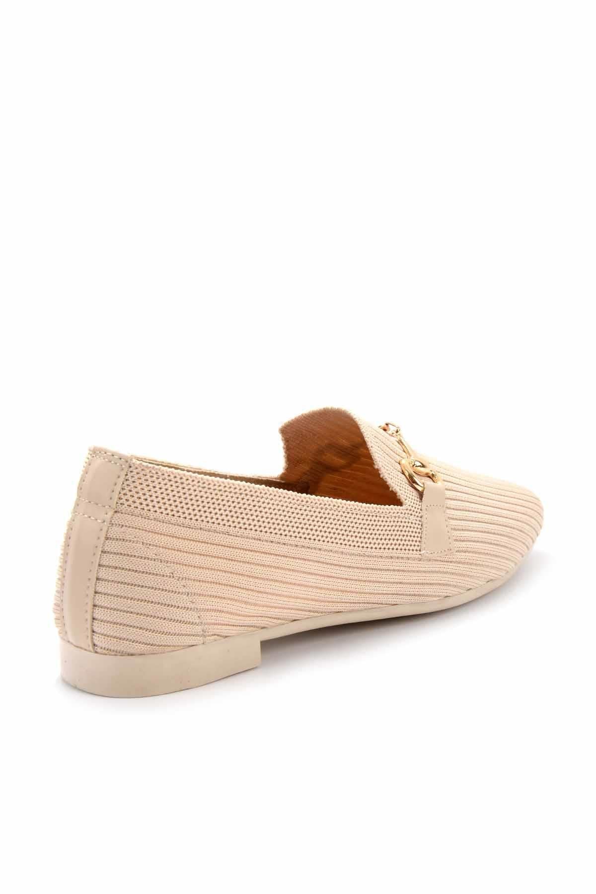 Beige Knitwear Women's Loafer Shoes K01320302082