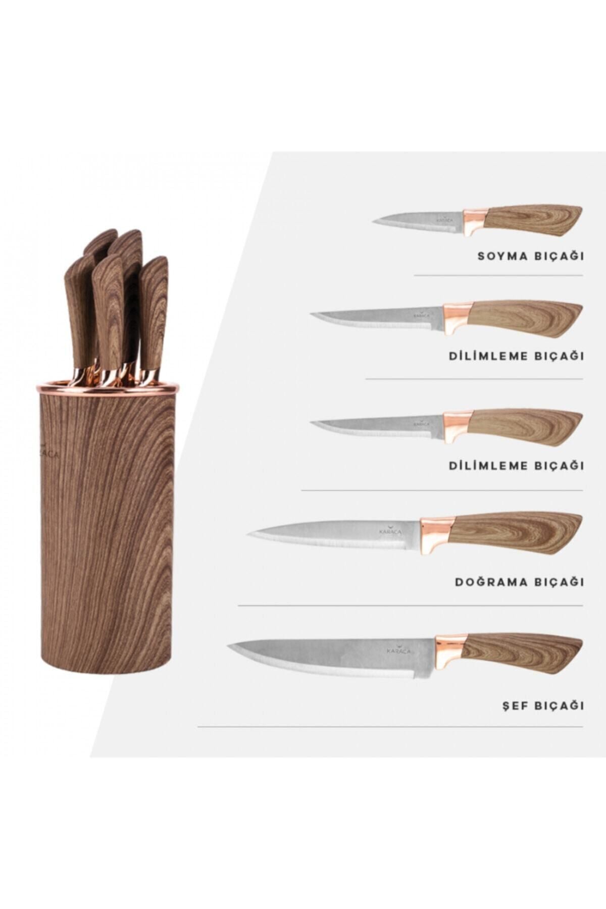 Wave Brown 6 Piece Knife Set