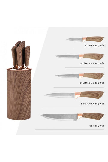 Wave Brown 6 Piece Knife Set