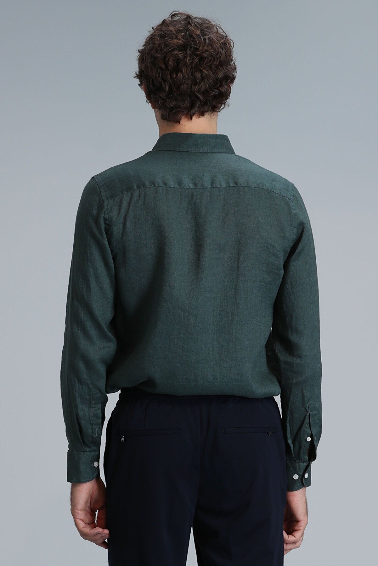 Pitaya Erkek Keten Gömlek Comfort Fit Yeşil