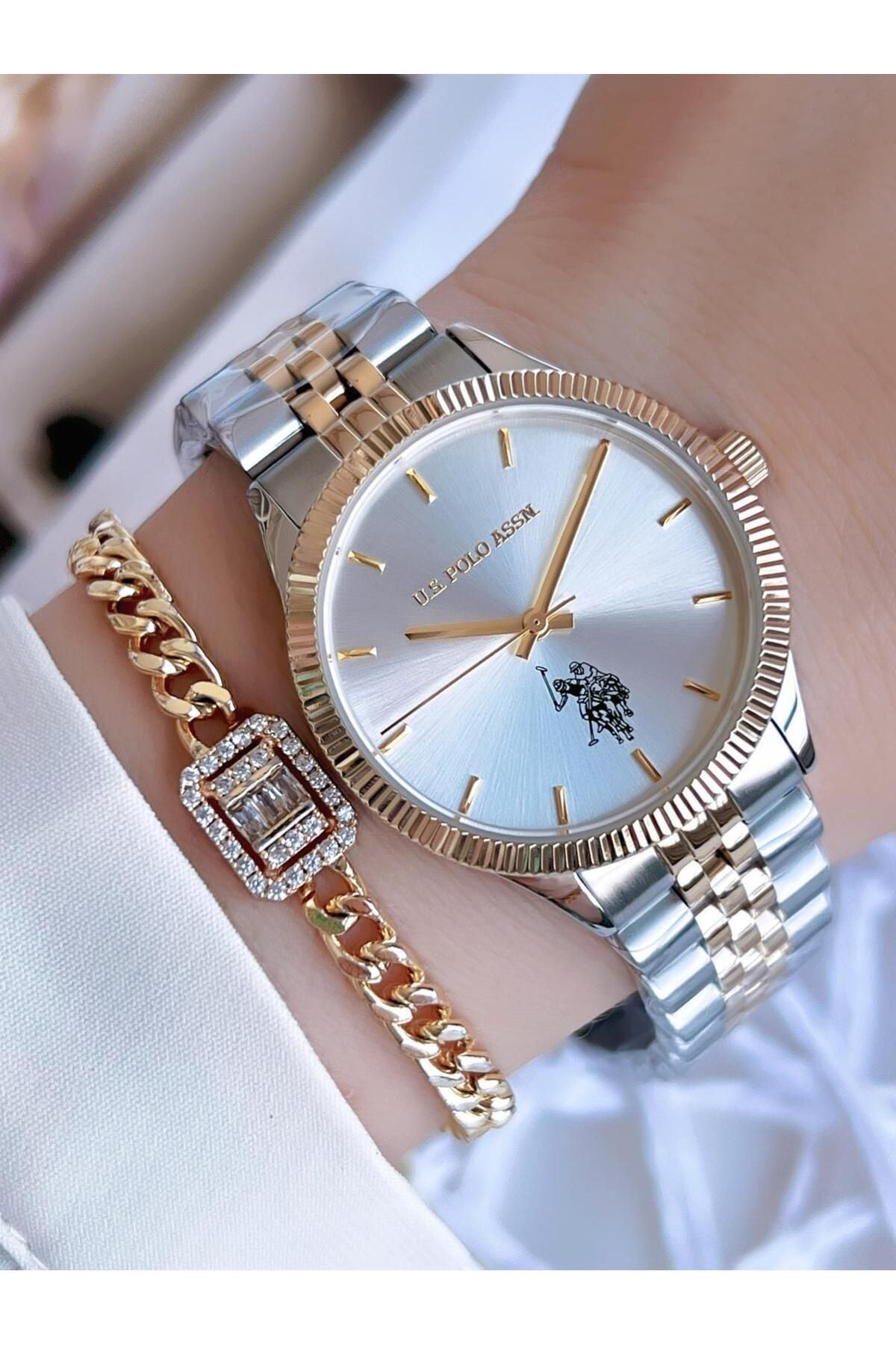 U.S.POLO ASSN Steel Cord 5 Atm Waterproof Women Wristwatch+Wristband Gift USPA.2061.S02