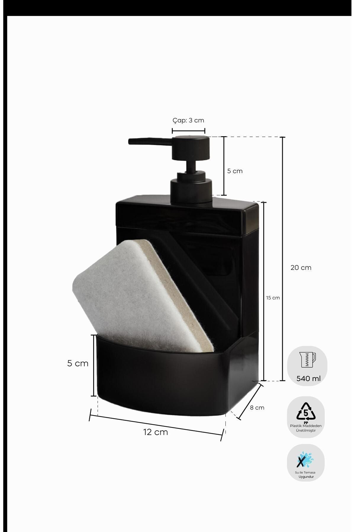 Barton Black Kitchen Liquid Soap Dispenser Acrylic with Sponge