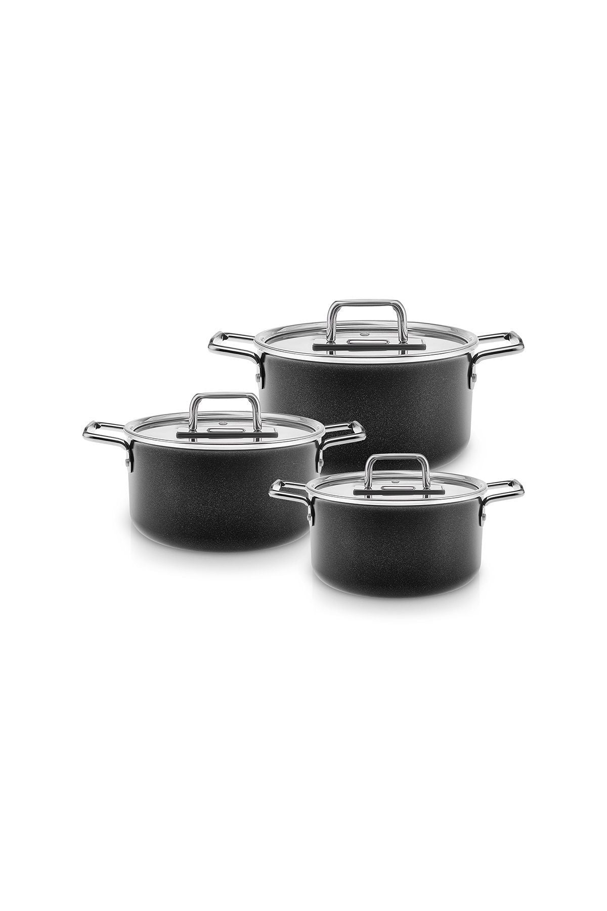 Swiss Crystal Mastermaid 6 Piece Midi Cookware Set Shiny Black