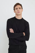 Black Standard Fit Crew Neck Sweater