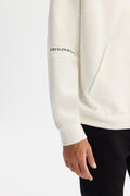Erkek Ekru Kapüşonlu Pamuklu Baskılı Elastan Oversize Fit Sweatshirt A42Y1289