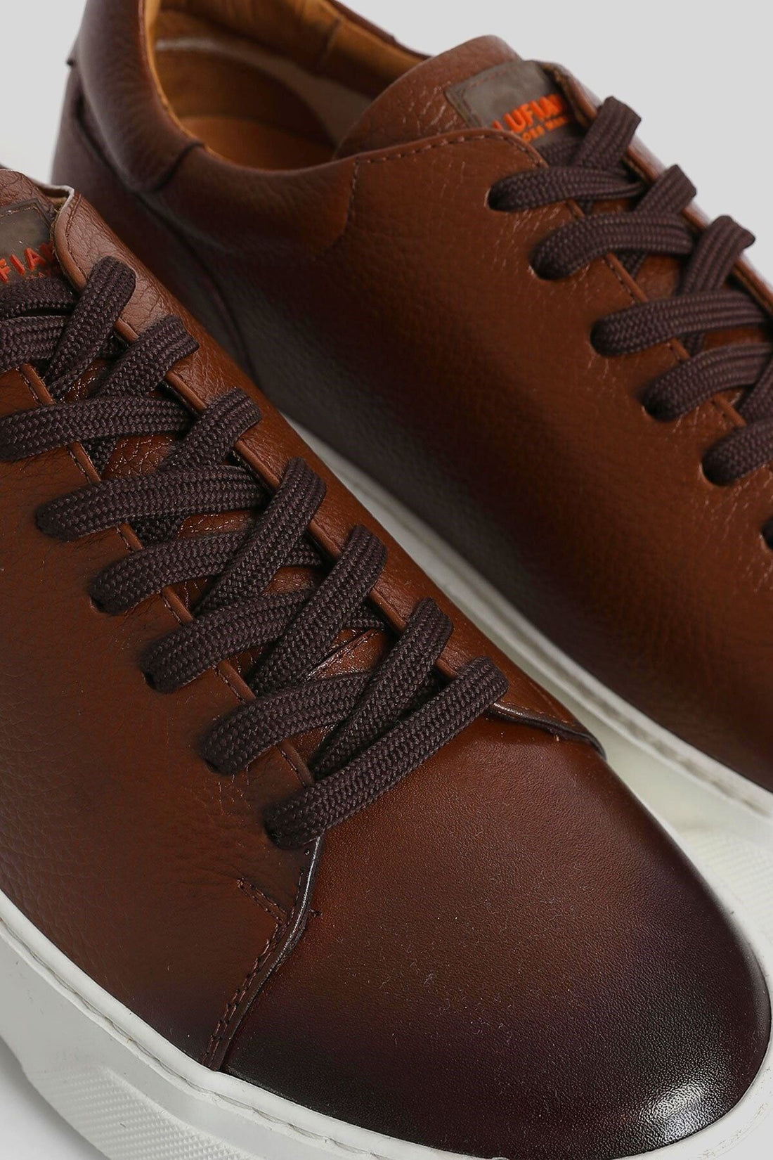 Lufian Men's Leather Sneaker Shoes Brown