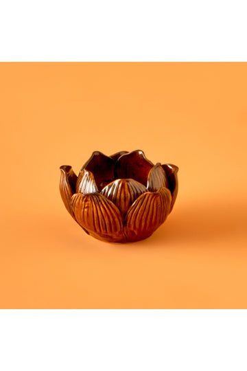 Lotus Candle Holder Brown (8x8x5 cm)