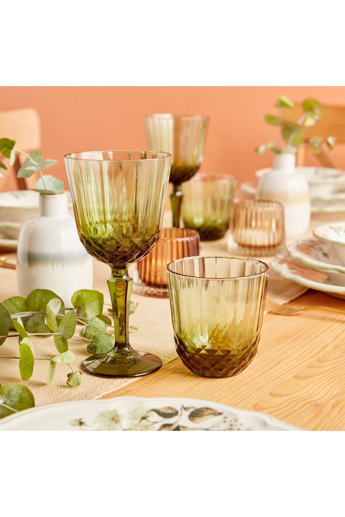 STD Colore Cutting Glass-Glasses Set of 12 Green Classic