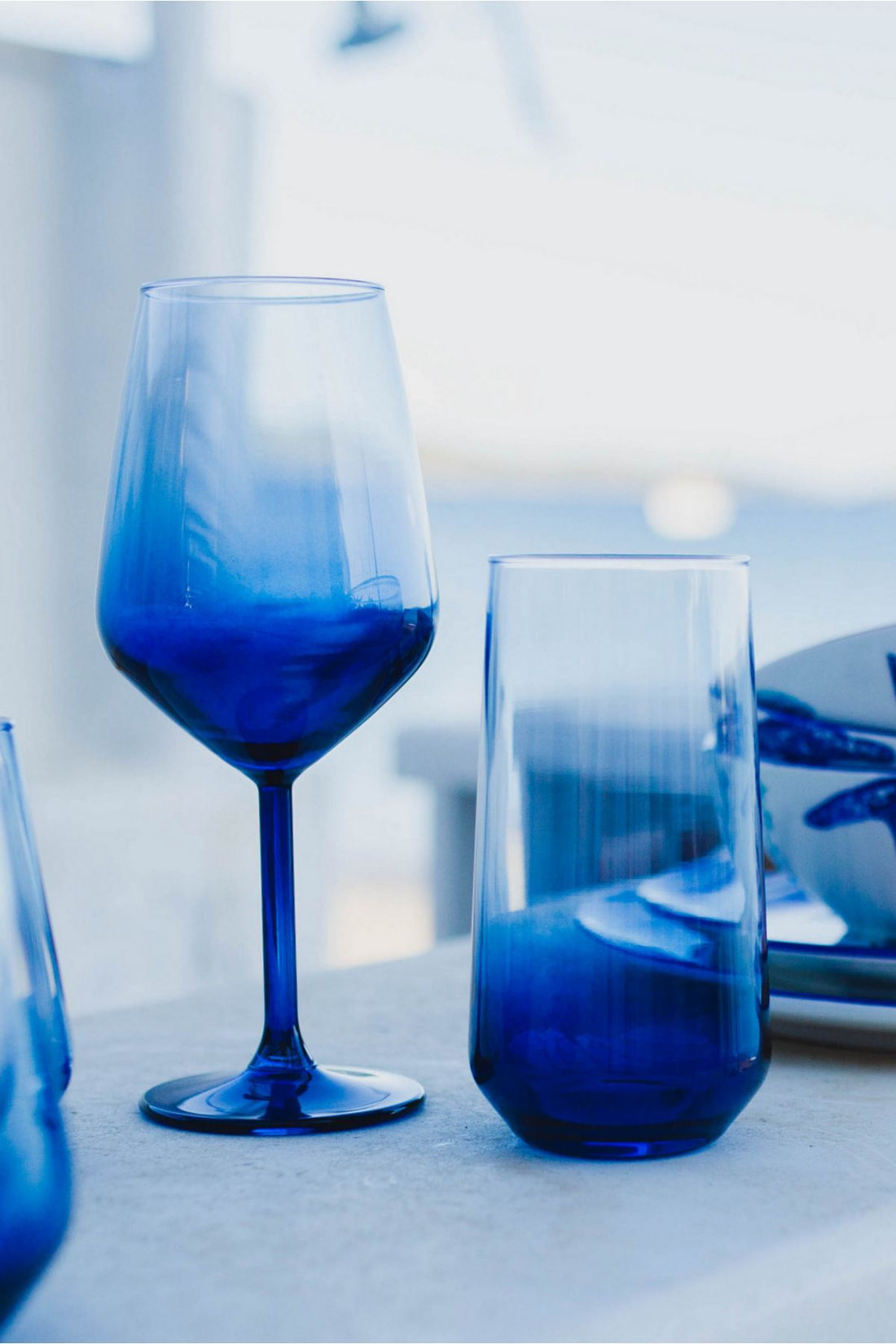 New Iconic Set of 4 Soft Drinks Glass Blue 470 Cc