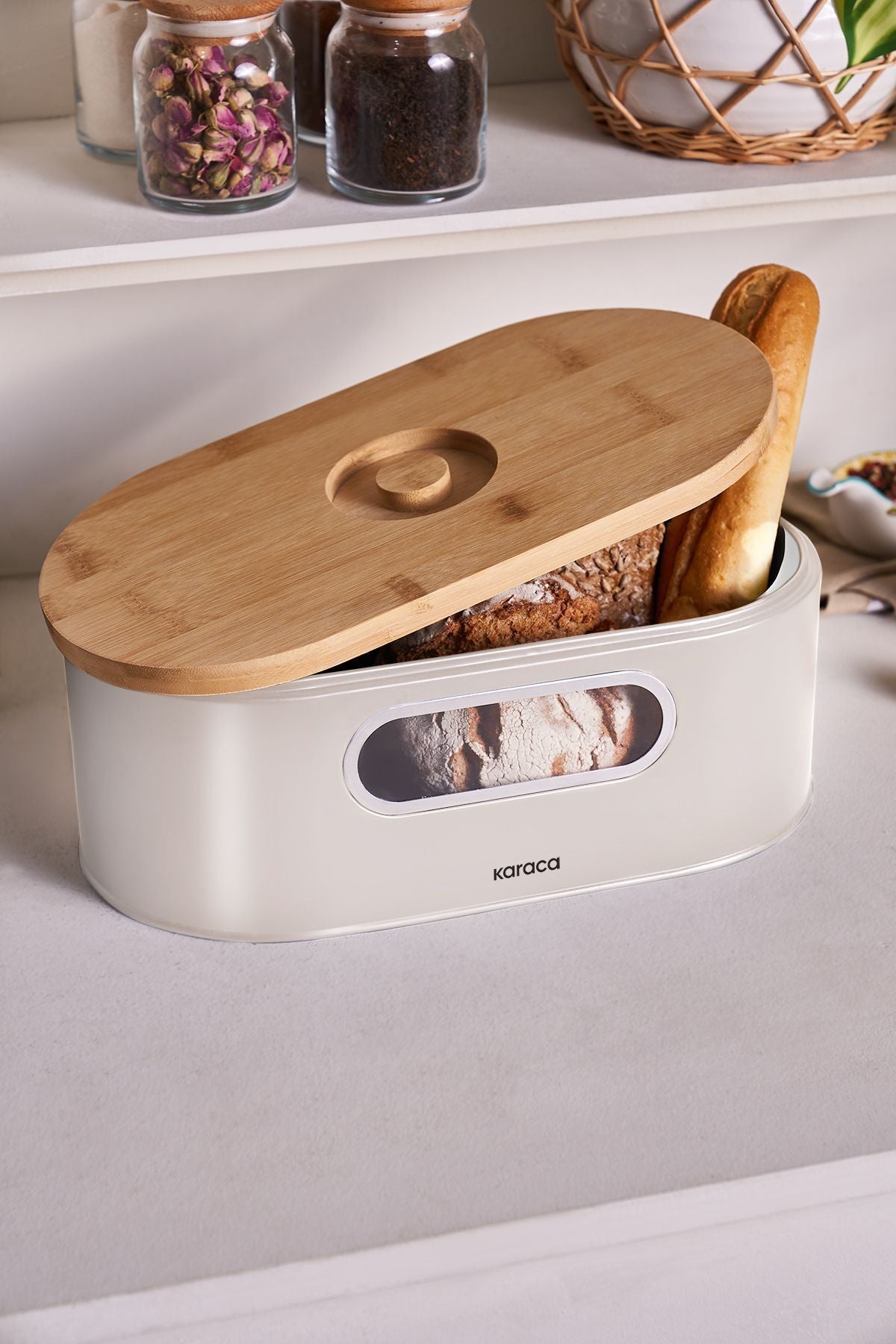 Stream 2in1 Bread Box/Cutting Board Cream