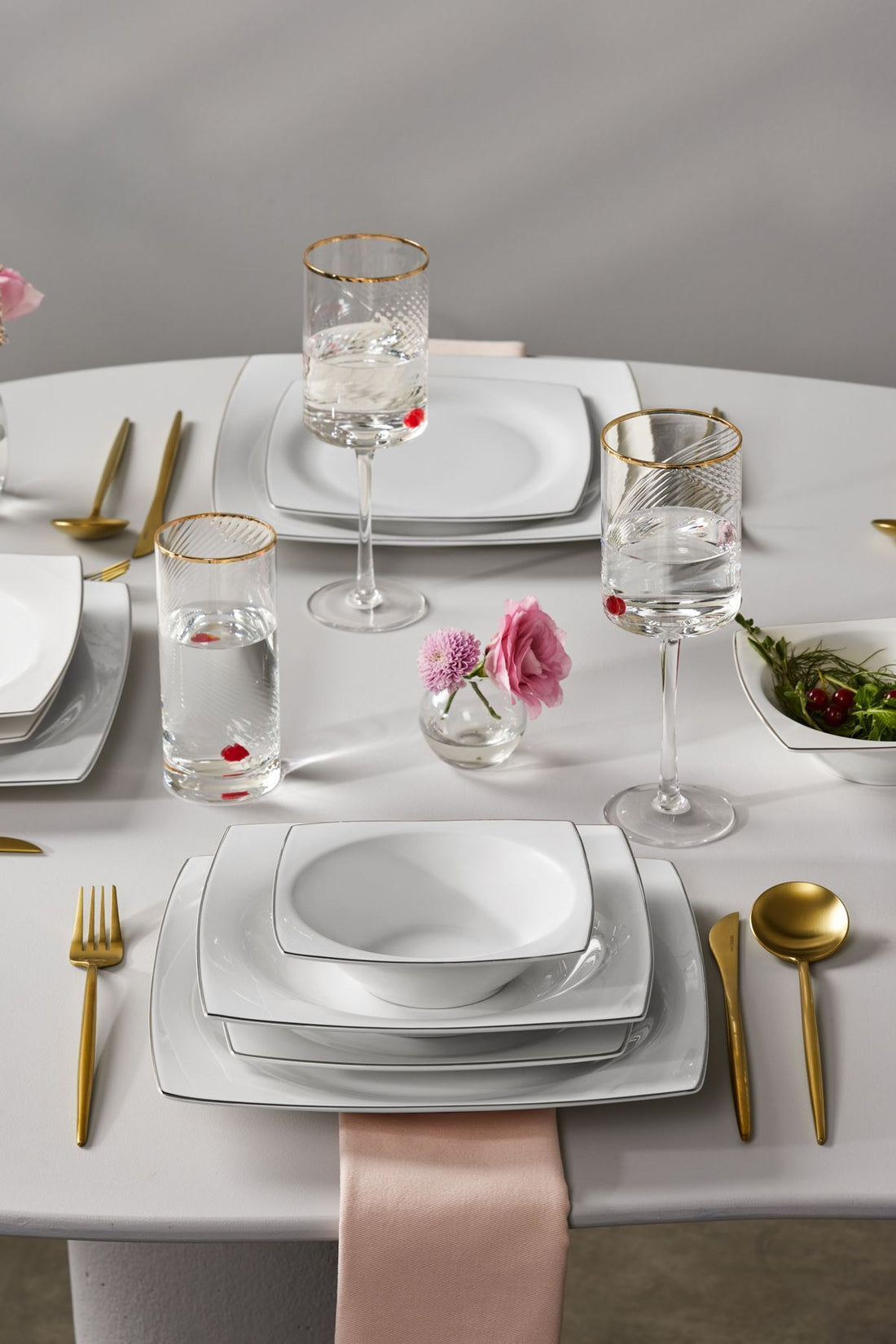 Blaine Platinium 24 Piece 6 Seater Square New Bone Dinner Set