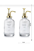 Double Round Glass Liquid Soap Dispenser 500ml With Gold Pump