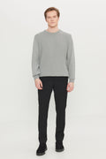 Men's Grey Melange Cotton Standard Fit Regular Fit Crew Neck Jacquard Sweater