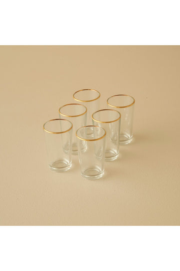 Premium Set of 6 Coffee Side Water Cups Gold (100 cc)