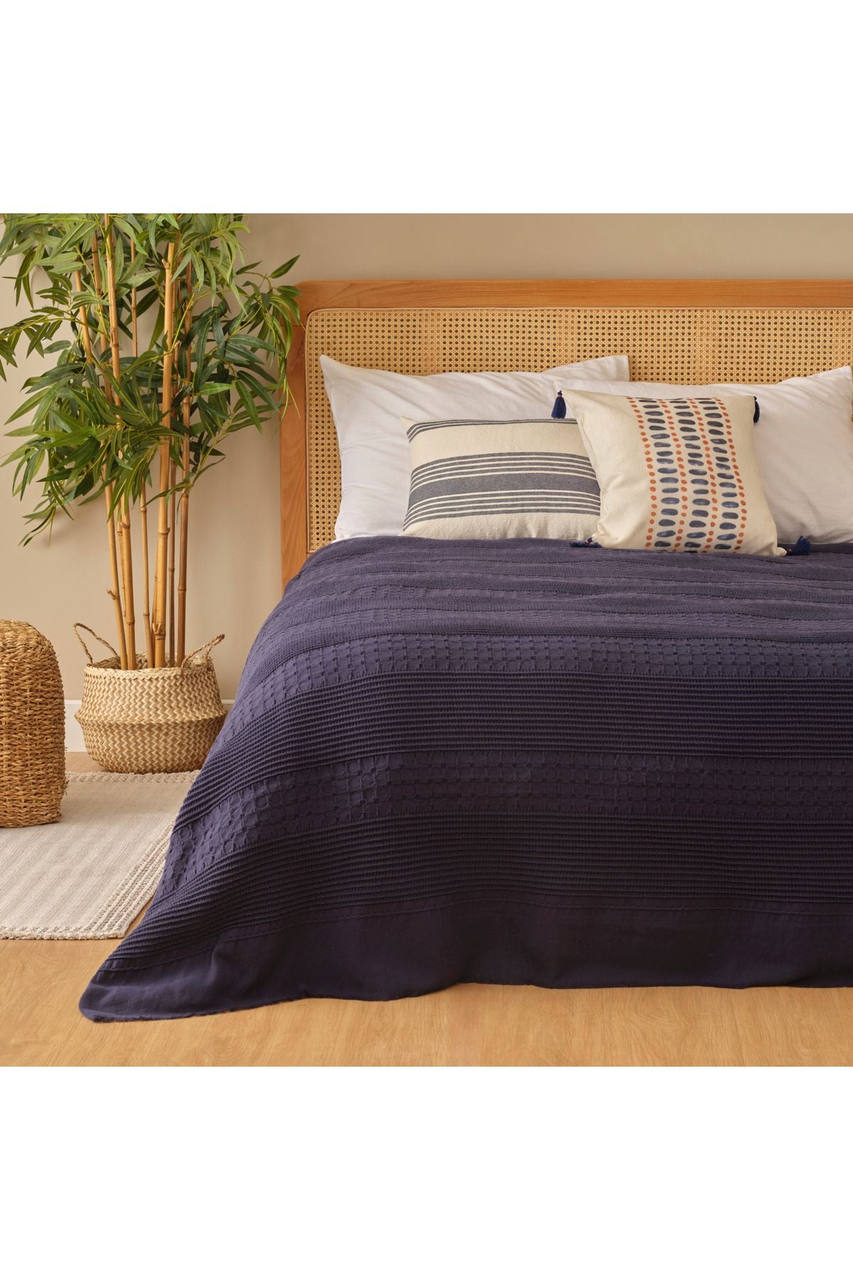 Marine 100% Cotton Double Bed Sheet Navy (240x260 cm)
