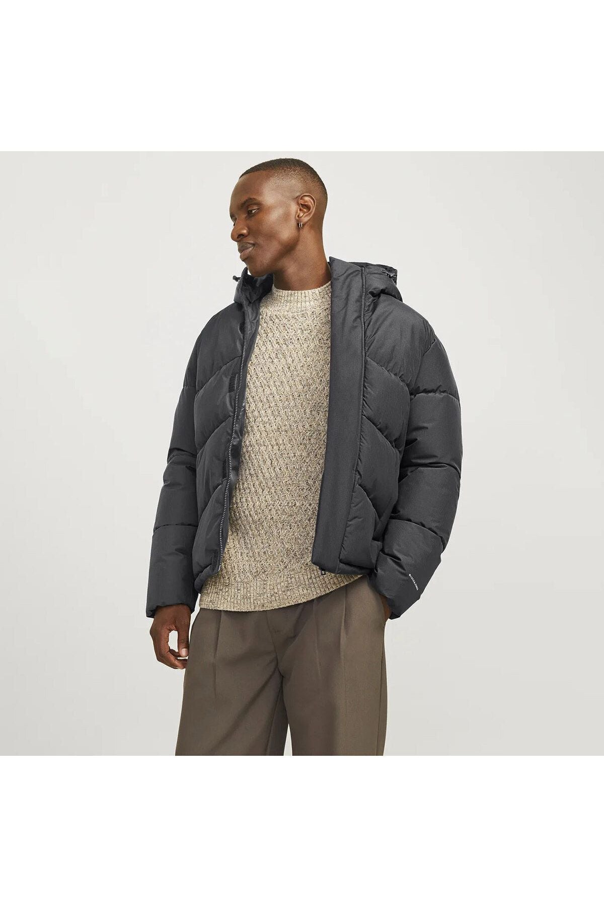 Jack&jones World Puffer Men's Grey Hooded Coat