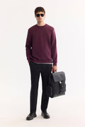 Erkek Bordo Bisiklet Yaka Pamuklu Bi-Stretch Baskılı Regular Fit Sweatshirt A52Y1325